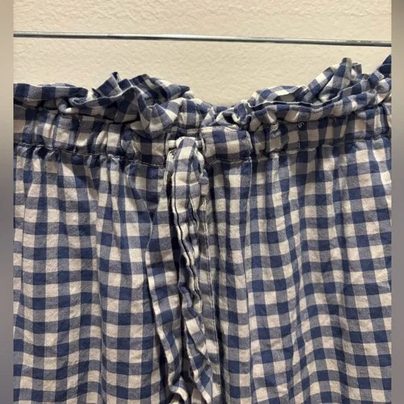 DOÊN Blue and White Gingham Ruffle Shorts XL - Picture 3 of 4